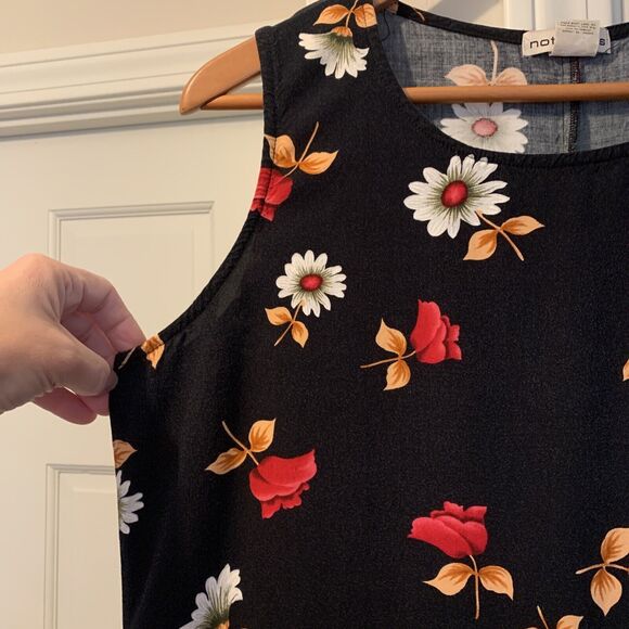 Vintage Dress 90s/Y2K Dark Floral Daisy Notations Romantic Grunge Wednesday … - Picture 7 of 12